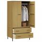 Preview: Kleiderschrank OSLO Metallbeinen Braun 90x55x172,5cm Massivholz