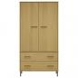 Preview: Kleiderschrank OSLO Metallbeinen Braun 90x55x172,5cm Massivholz