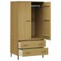 Preview: Kleiderschrank OSLO Metallbeinen Braun 90x55x172,5cm Massivholz