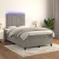 Preview: ARDEBO.de - Boxspringbett mit Matratze & LED Hellgrau 120x200 cm Samt