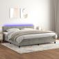 Preview: ARDEBO.de - Boxspringbett mit Matratze & LED Hellgrau 200x200 cm Samt