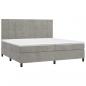 Preview: Boxspringbett mit Matratze & LED Hellgrau 200x200 cm Samt