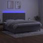 Preview: Boxspringbett mit Matratze & LED Hellgrau 200x200 cm Samt