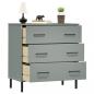 Preview: Sideboard OSLO mit 3 Schubladen Grau 77x40x79,5 cm Massivholz