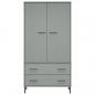 Preview: Kleiderschrank OSLO Metallbeine Grau 90x55x172,5cm Massivholz