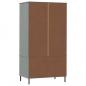 Preview: Kleiderschrank OSLO Metallbeine Grau 90x55x172,5cm Massivholz