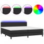 Preview: Boxspringbett mit Matratze & LED Schwarz 200x200 cm Kunstleder