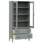 Preview: Bücherschrank OSLO Metallbeine Grau 85x35x172,5 cm Massivholz