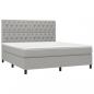 Preview: Boxspringbett mit Matratze & LED Hellgrau 160x200 cm Stoff