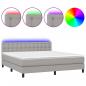 Preview: Boxspringbett mit Matratze & LED Hellgrau 180x200 cm Stoff