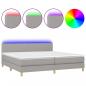 Preview: Boxspringbett mit Matratze & LED Hellgrau 200x200 cm Stoff