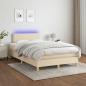 Preview: ARDEBO.de - Boxspringbett mit Matratze & LED Creme 120x200 cm Stoff