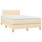 Preview: Boxspringbett mit Matratze & LED Creme 120x200 cm Stoff