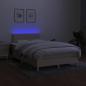 Preview: Boxspringbett mit Matratze & LED Creme 120x200 cm Stoff