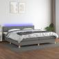 Preview: ARDEBO.de - Boxspringbett mit Matratze & LED Dunkelgrau 200x200 cm Stoff