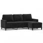 Preview: 3-Sitzer-Sofa mit Hocker Schwarz 180 cm Samt