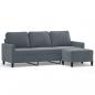 Preview: 3-Sitzer-Sofa mit Hocker Dunkelgrau 180 cm Samt