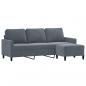 Preview: 3-Sitzer-Sofa mit Hocker Dunkelgrau 180 cm Samt