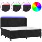 Preview: Boxspringbett mit Matratze & LED Schwarz 200x200 cm Samt