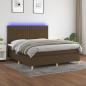 Preview: ARDEBO.de - Boxspringbett mit Matratze & LED Dunkelbraun 160x200 cm Stoff