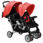 Preview: Tandem-Kinderwagen Stahl Rot und Schwarz 