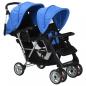 Preview: Tandem-Kinderwagen Stahl Blau und Schwarz 