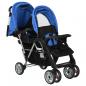 Preview: Tandem-Kinderwagen Stahl Blau und Schwarz 