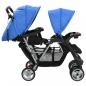 Preview: Tandem-Kinderwagen Stahl Blau und Schwarz 