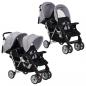 Preview: ARDEBO.de - Tandem-Kinderwagen Stahl Grau und Schwarz