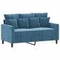 Preview: 2-Sitzer-Sofa Blau 120 cm Samt