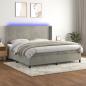 Preview: ARDEBO.de - Boxspringbett mit Matratze & LED Hellgrau 200x200 cm Samt