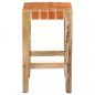 Preview: Barhocker 2 Stk. Braun Echtleder 60 cm 