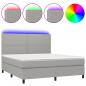 Preview: Boxspringbett mit Matratze & LED Hellgrau 180x200 cm Stoff