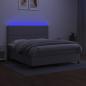 Preview: Boxspringbett mit Matratze & LED Hellgrau 180x200 cm Stoff