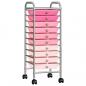 Preview: Schubladenwagen mit 10 Schubladen Ombre Rosa Kunststoff