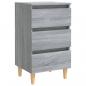 Preview: Nachttische mit Massivholz-Beinen 2 Stk. Grau Sonoma 40x35x69cm