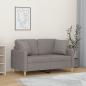 Preview: ARDEBO.de - 2-Sitzer-Sofa mit Zierkissen Hellgrau 120 cm Stoff