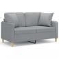 Preview: 2-Sitzer-Sofa mit Zierkissen Hellgrau 120 cm Stoff