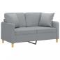 Preview: 2-Sitzer-Sofa mit Zierkissen Hellgrau 120 cm Stoff