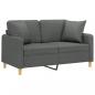 Preview: 2-Sitzer-Sofa mit Zierkissen Dunkelgrau 120 cm Stoff