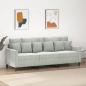 Preview: ARDEBO.de - 3-Sitzer-Sofa Hellgrau 180 cm Samt