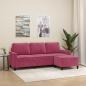 Preview: ARDEBO.de - 3-Sitzer-Sofa mit Hocker Weinrot 180 cm Samt