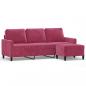 Preview: 3-Sitzer-Sofa mit Hocker Weinrot 180 cm Samt