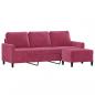 Preview: 3-Sitzer-Sofa mit Hocker Weinrot 180 cm Samt