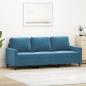 Preview: ARDEBO.de - 3-Sitzer-Sofa Blau 180 cm Samt