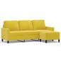 Preview: 3-Sitzer-Sofa mit Hocker Gelb 180 cm Samt