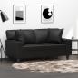 Preview: ARDEBO.de - 2-Sitzer-Sofa mit Zierkissen Schwarz 120 cm Kunstleder