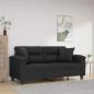 Preview: ARDEBO.de - 2-Sitzer-Sofa mit Zierkissen Schwarz 140 cm Kunstleder