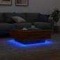 Preview: Couchtisch mit LED-Leuchten Braun Eichen-Optik 80x80x31 cm