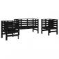 Preview: 3-tlg. Garten-Lounge-Set Schwarz Massivholz Kiefer